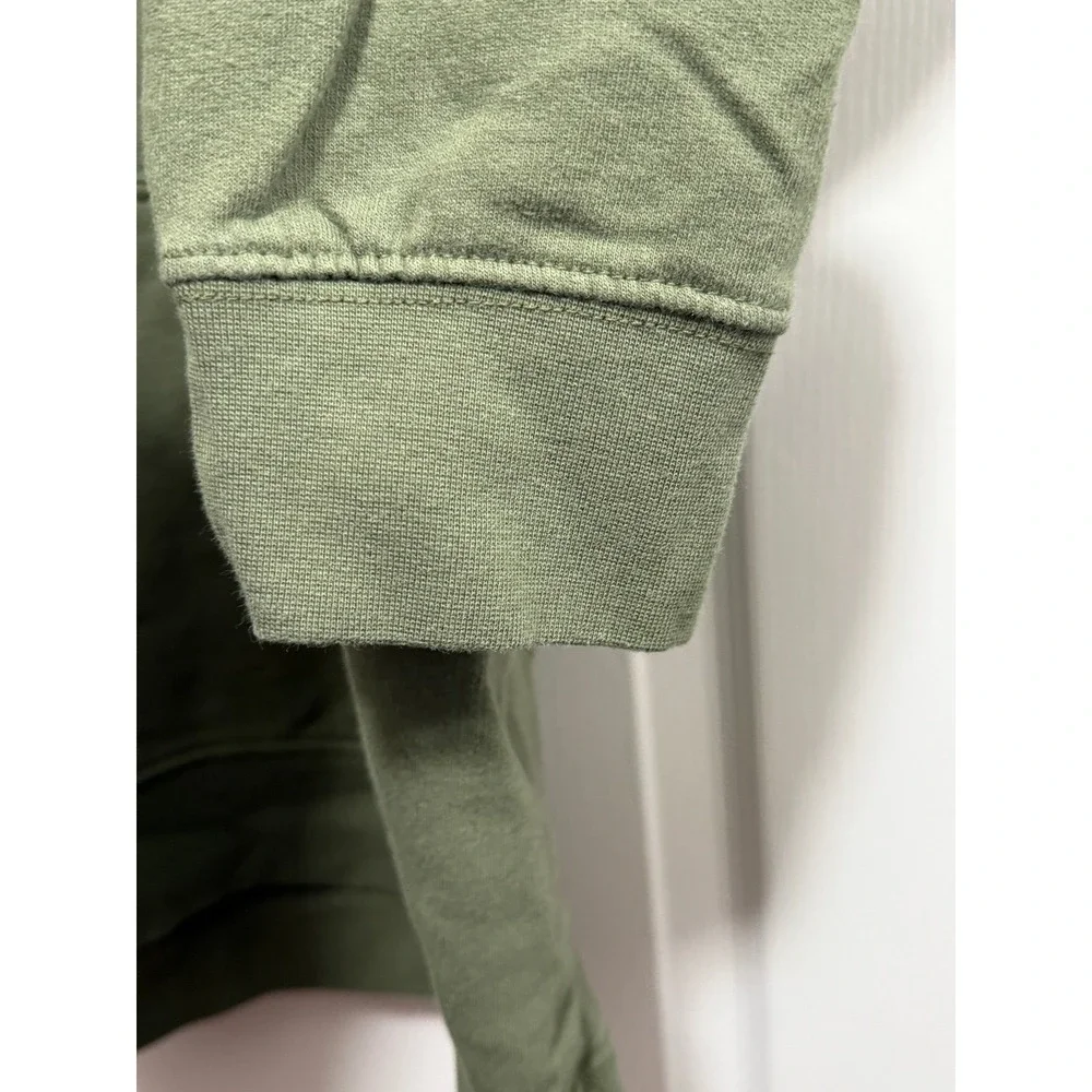 Cabela's Mens 2XL Olive Green Pullover Hoodie Pink Script Logo Fleece Sweatshirt